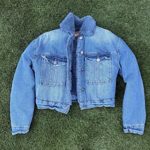 Blue Denim Jacket with Fur Lining